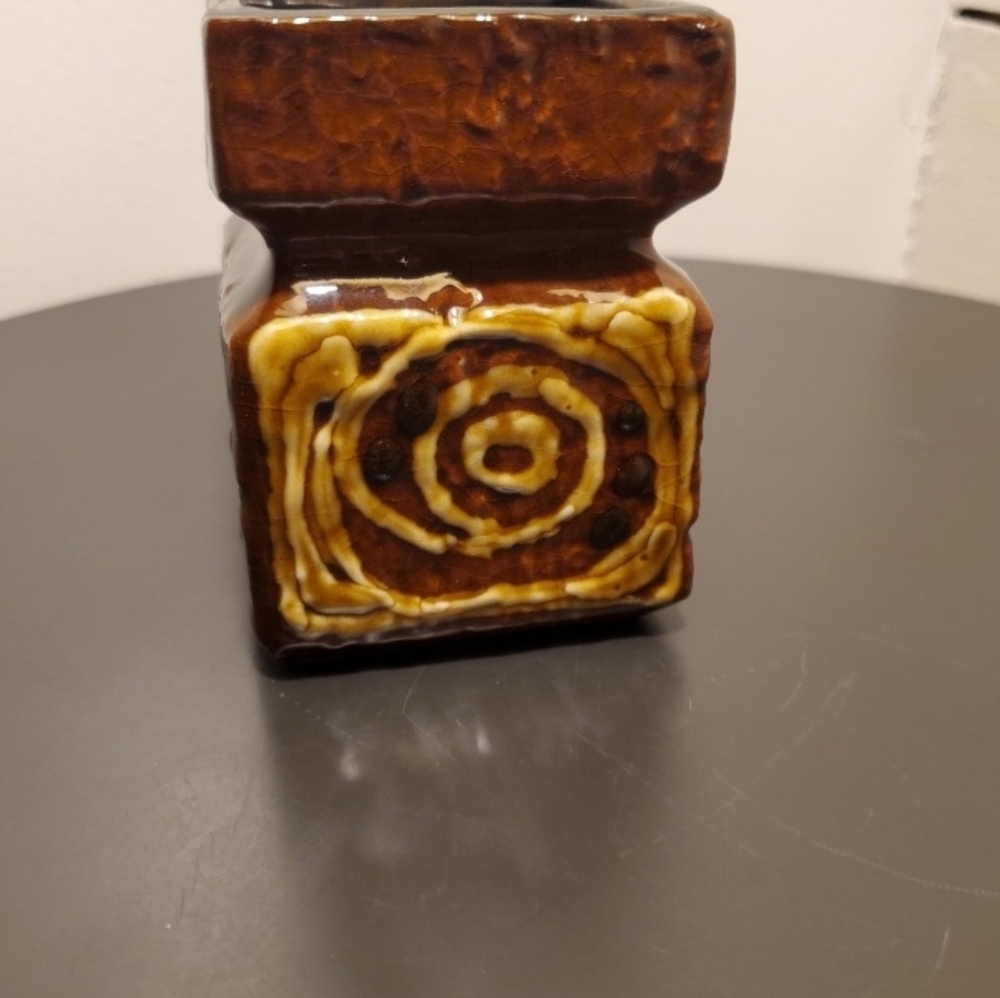 Vintage Rectangular vase/VEB Haldensleben/East Germany/3074D/1960s handpainted